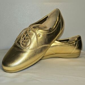 Easy Spirit Anti-Gravity ES Motion Lace-Up Loafers, Gold, Sz 7.5 B Width